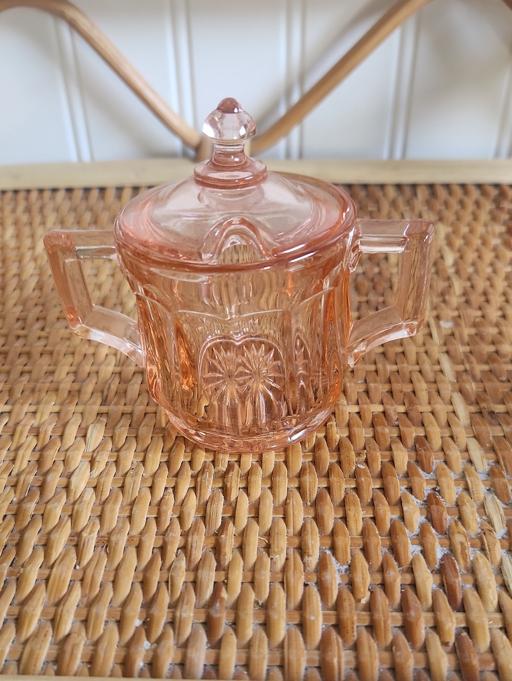 Vintage Pink Depression Glass Sugar Dish